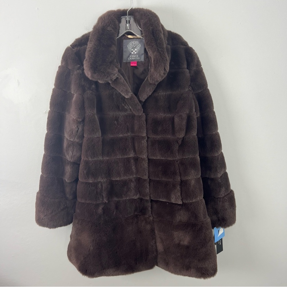 Vince Camuto NWT Dark Brown Faux Fur Teddy Jacket